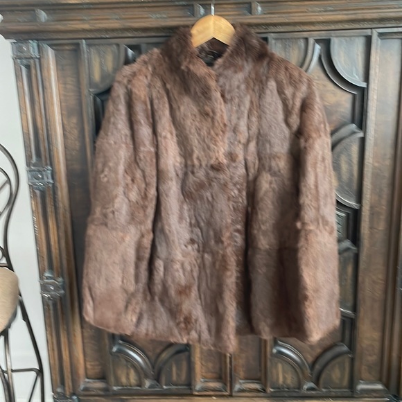Jackets & Blazers - Rabbit fur size 14 (L/XL) hip length in mint condition.